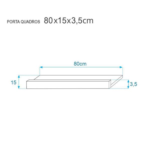 Imagem de Kit 2 Prateleiras Porta Quadros 80 x 15cm Preta Suporte Invisível