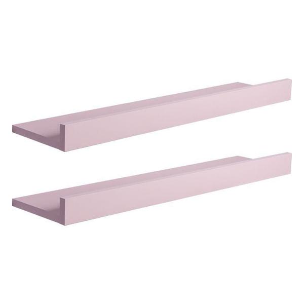 Imagem de Kit 2 Prateleiras Porta Quadros 80 x 15cm Rosa Claro Suporte Invisível