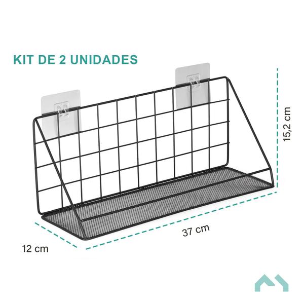 Imagem de Kit 2 Prateleiras Rede Aramado Preto Multiuso Inox Metal