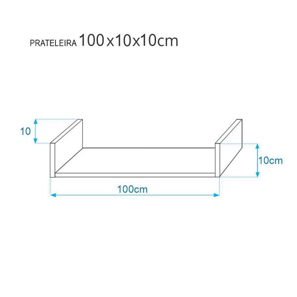 Imagem de Kit 2 Prateleiras U 100 x 10cm Vermelha Suporte Invisível