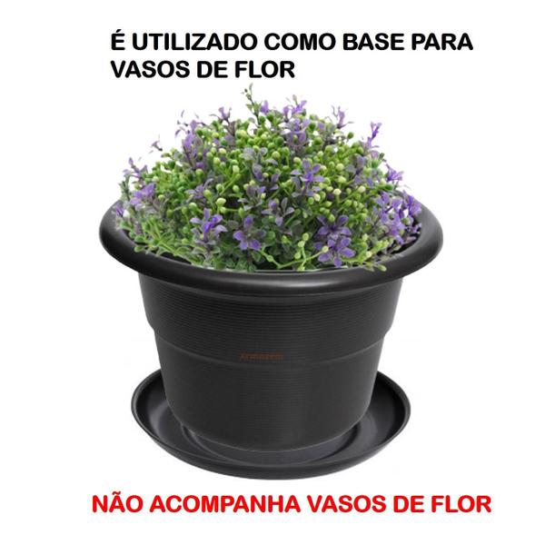 Imagem de Kit 2 Prato De Vasos Flor Planta Jardim Redondo Grande Preto