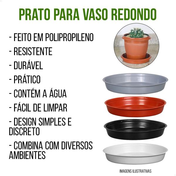 Imagem de Kit 2 Prato para Vaso Redondo Suporte para Planta 22x3,4cm