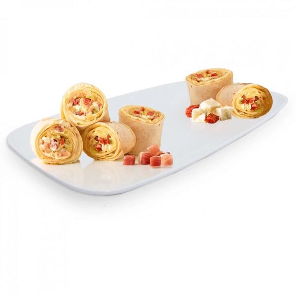 Imagem de Kit 2 Pratos 30x15 Cm + 2 Pratos 28 Cm em Melamina + 2 Colheres para Molho e Finger Food