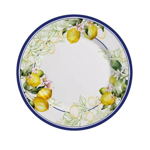 Kit 2 Pratos de Sobremesa de Cerâmica Limão e Flores Sorrento Alleanza 20cm 2ª Linha Imagem de Kit 2 Pratos de Sobremesa de Cerâmica Limão e Flores Sorrento Alleanza 20cm 2ª Linha