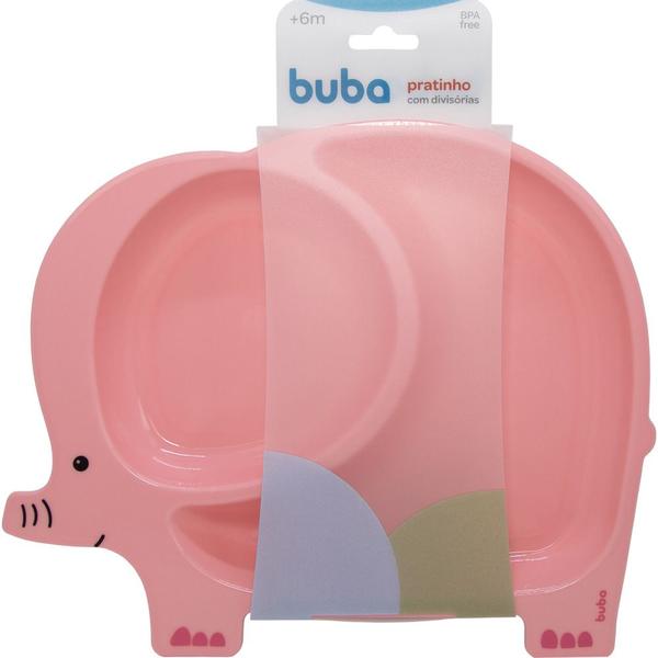 Imagem de Kit 2 pratos infantil introdução alimentar com divisórias divertido para bebe e criança plástico buba