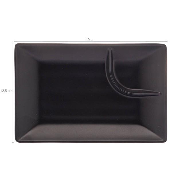 Kit 2 Pratos para Sushi com Molheira Melamina Pretos 19x12,5cm Lyor Tóquio Retangulares Imagem de Kit 2 Pratos para Sushi com Molheira Melamina Pretos 19x12,5cm Lyor Tóquio Retangulares