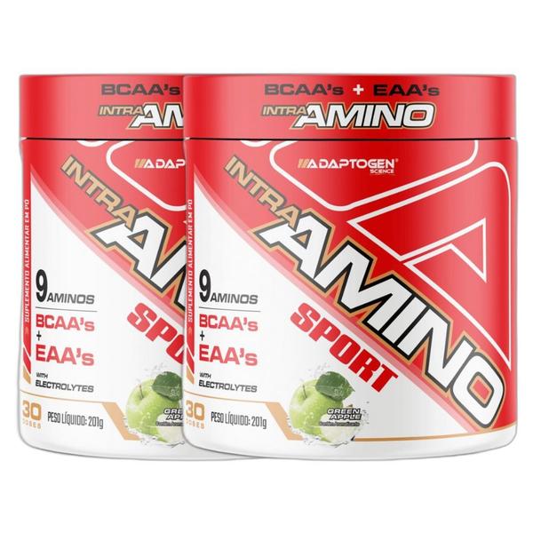 Kit 2 Pre Treino 9 Aminos Eaa Bcaa Maça Verde 201g Adaptogen Imagem de Kit 2 Pre Treino 9 Aminos Eaa Bcaa Maça Verde 201g Adaptogen