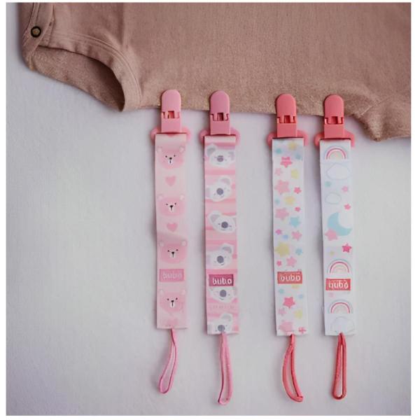 Kit 2 Prendedores de Chupeta Buba Fecho com Trava Cordão de Tecido Desenhos Divertidos Coala Estrelinha Imagem de Kit 2 Prendedores de Chupeta Buba Fecho com Trava Cordão de Tecido Desenhos Divertidos Coala Estrelinha