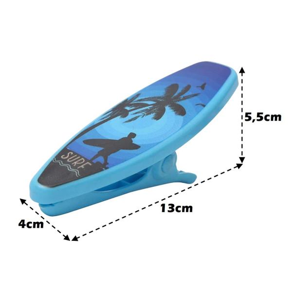 Imagem de Kit 2 Prendedores De Toalha Modelo Prancha Surf Clip Azul Para Cadeira De Praia Varal - AMZ