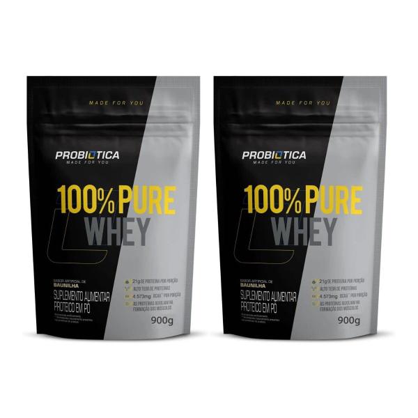 Imagem de Kit 2 Probiótica 100% Pure Whey Refil 900g - Sabor Baunilha