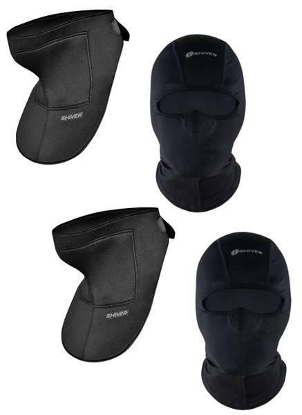 Imagem de Kit 2 Protetor Pescoço Neck Neoprene Regulagem Balaclava Toca Ninja Termica Proteção Uv50+ Moto Motoboy Paintball Frio