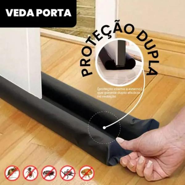 Imagem de Kit 2 Protetor Veda Porta Rolinho Vedação Dupla 80cm