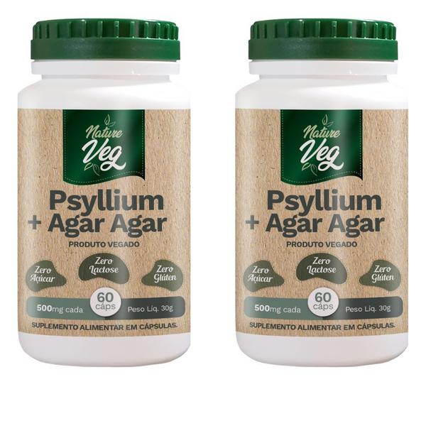 Imagem de Kit 2 Psyllium + Agar Agar (Produto Vegano) 60 Cápsulas 500mg