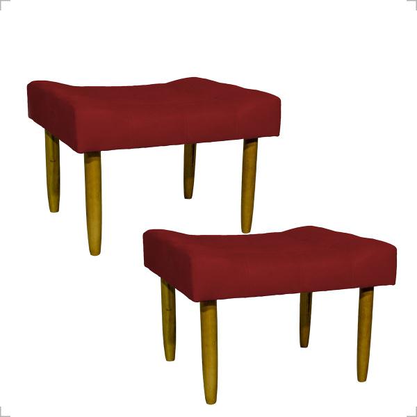 Imagem de Kit 2 Puff Decorativo Confortável Retangular Para Sala Recepção Quarto Requinte Suede Cores Pé Palito