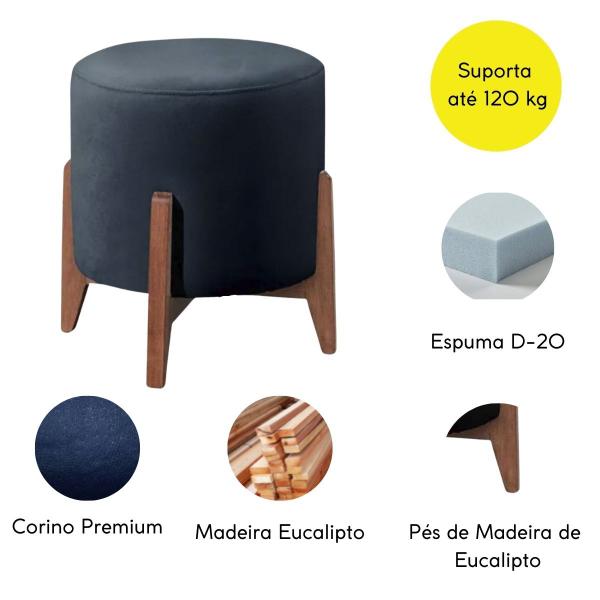 Imagem de Kit 2 puff Decorativo para Sala Redondo Luxo Atenas material sintético