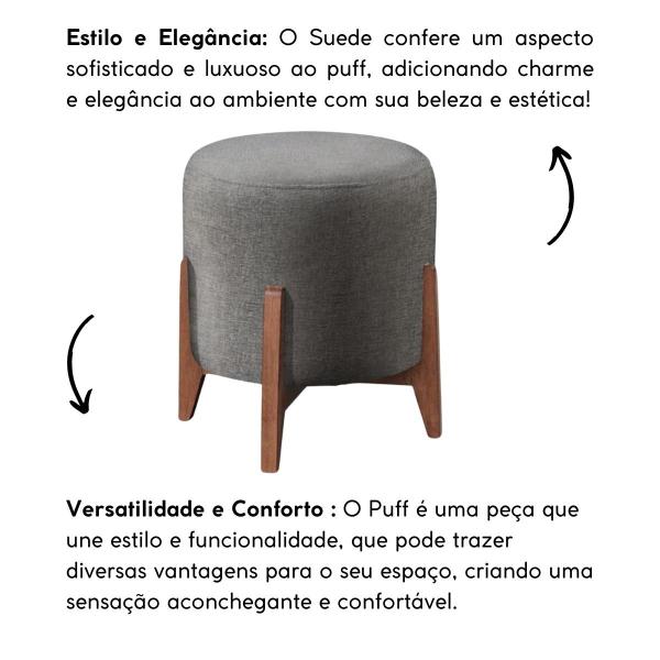 Imagem de Kit 2 puff Decorativo para Sala Redondo Luxo Dallas Suede