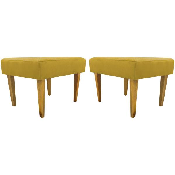 Imagem de Kit 2 Puff Decorativo Retangular Para Sala Recepção Charme Pé Trapézio Suede Cores