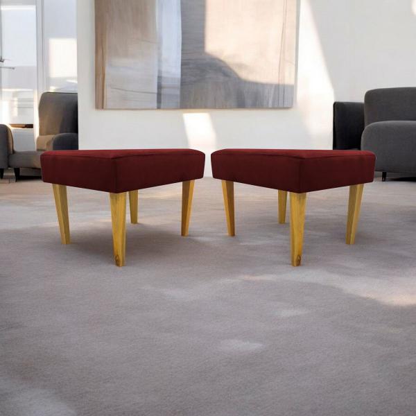 Imagem de Kit 2 Puff Decorativo Retangular Para Sala Recepção Charme Pé Trapézio Suede Cores