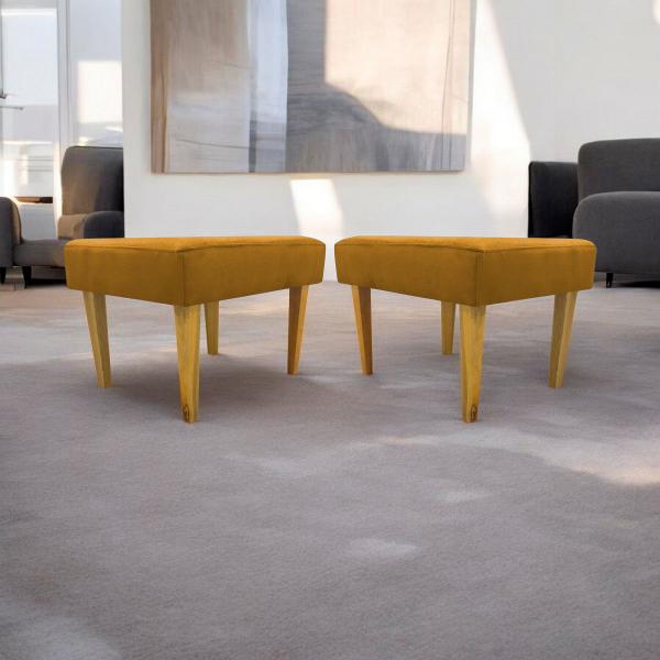 Imagem de Kit 2 Puff Decorativo Retangular Para Sala Recepção Charme Pé Trapézio Suede Cores