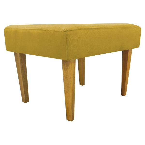 Imagem de Kit 2 puff decorativos para sala charme suede amarelo pé castanho - clique e decore