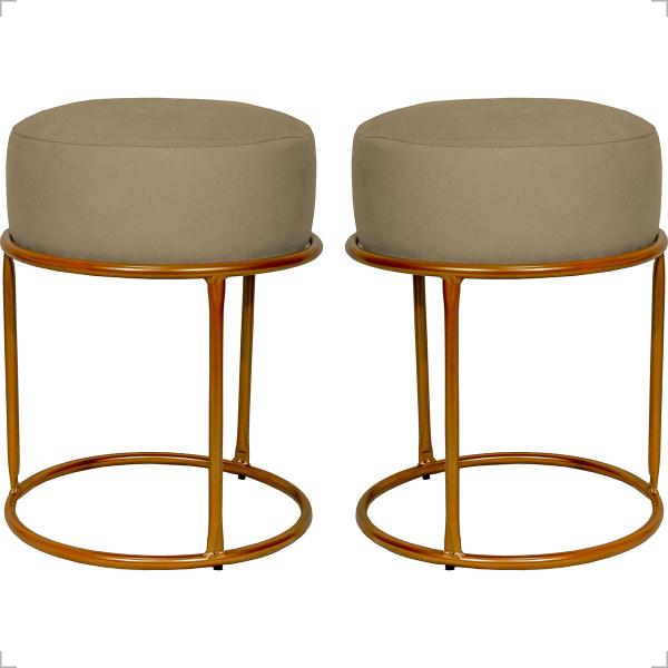 Imagem de Kit 2 Puff Decorativos Para Sala Luxe Base Bronze/Dourada/Preta Suede Cores - Clique E Decore 