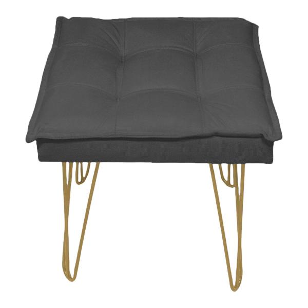 Imagem de Kit 2 Puff Decorativos Para Sala Luxe Base Bronze/Durada/Preta Suede Cores - Clique E Decore