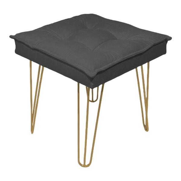 Imagem de Kit 2 Puff Decorativos Para Sala Luxe Base Bronze/Durada/Preta Suede Cores - Clique E Decore