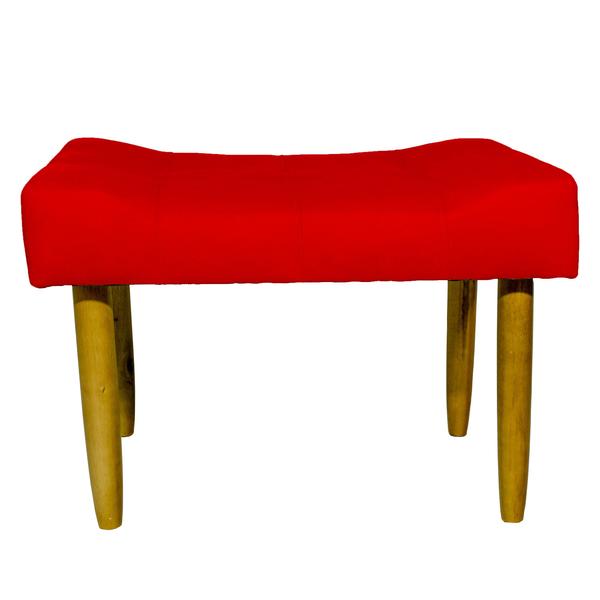 Imagem de Kit 2 puff decorativos para sala requinte suede vermelho pé castanho - clique e decore