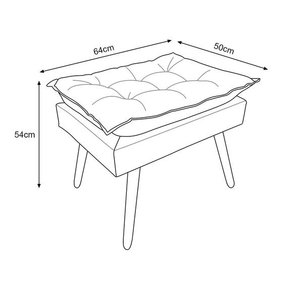 Imagem de Kit 2 Puff Opala Premium Almofadada para Decoracao Sala de Estar Veludo Azul Marinho