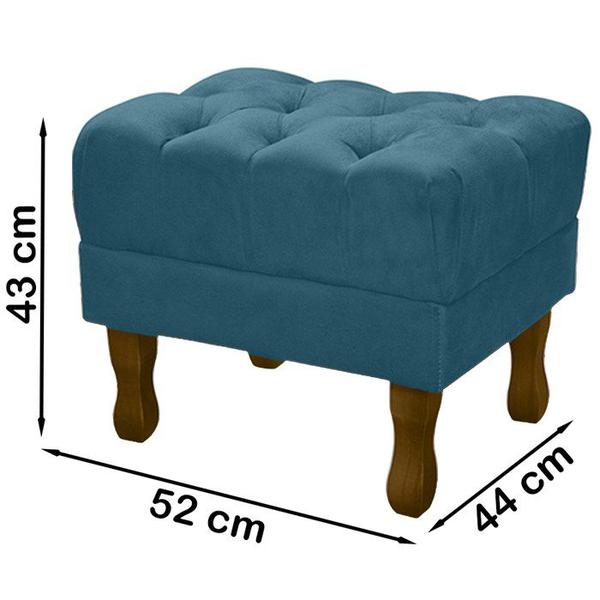 Imagem de Kit 2 Puff Puf Retro Capitone 52x44cm Suede Azul Turquesa MPassos