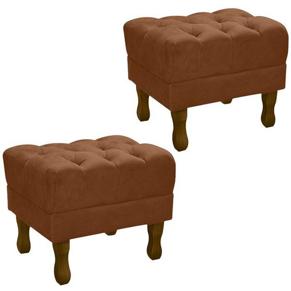 Imagem de Kit 2 Puff Puf Retro Capitone 52x44cm Suede Terra Cota MPassos