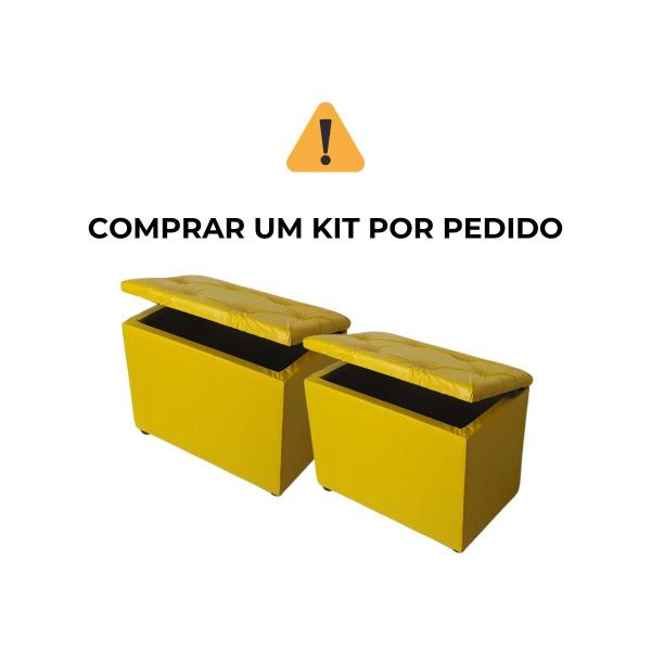 Imagem de Kit 2 Puff Pufe Baú Decorativo Organizador Retangular