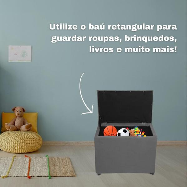 Imagem de Kit 2 Puff Pufe Baú Decorativo Organizador Retangular