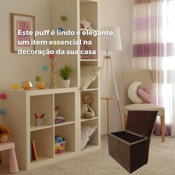 Imagem de Kit 2 Puff Pufe Bau Decorativo Suede Organizador 