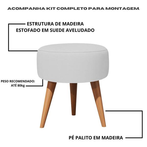 Imagem de Kit 2 Puff Redondo Com Pé Palito Madeira Banqueta Redonda Estofado