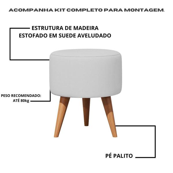 Imagem de Kit 2 Puff Redondo Estofado Com Pé Palito Banqueta Redonda