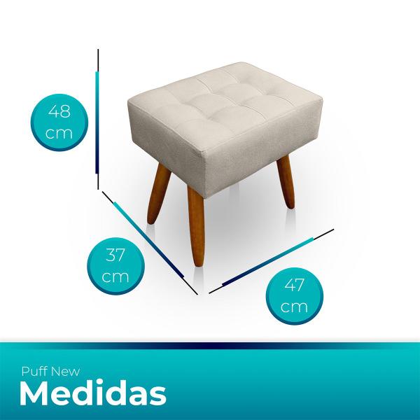 Imagem de Kit 2 Puff Retangular New para Sala e Quarto Suede Bege - LH Decor