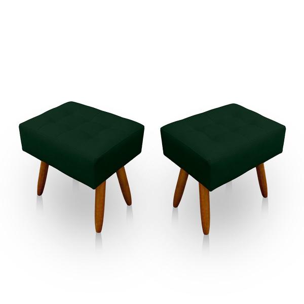 Imagem de Kit 2 Puff Retangular New para Sala e Quarto Suede Verde - LH Decor