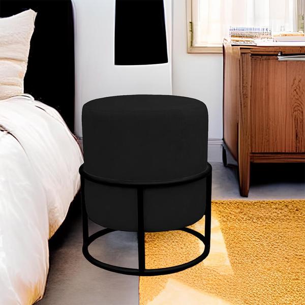 Imagem de Kit 2 Puff Royale para Sala e Quarto Suede Preto - LH Decor