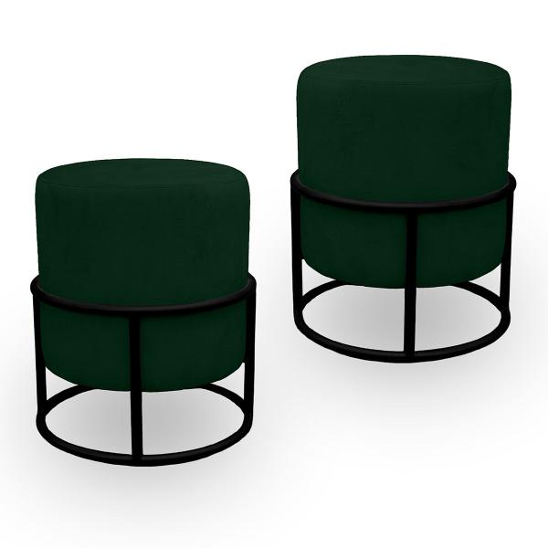 Imagem de Kit 2 Puff Royale para Sala e Quarto Suede Verde - LH Decor