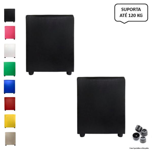 Imagem de Kit 2 Puffs Banqueta Cubo Quadrado Decorativo Organizador Preto