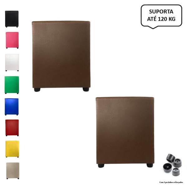 Imagem de Kit 2 Puffs Banquetas Cubo Quadrado Decorativo sala e quarto