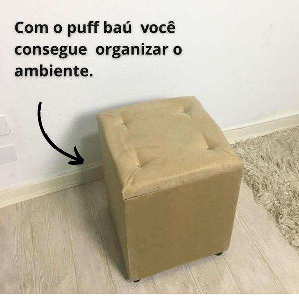 Imagem de Kit 2 Puffs Baú Assento Estofado Sapateira Guarda Volume