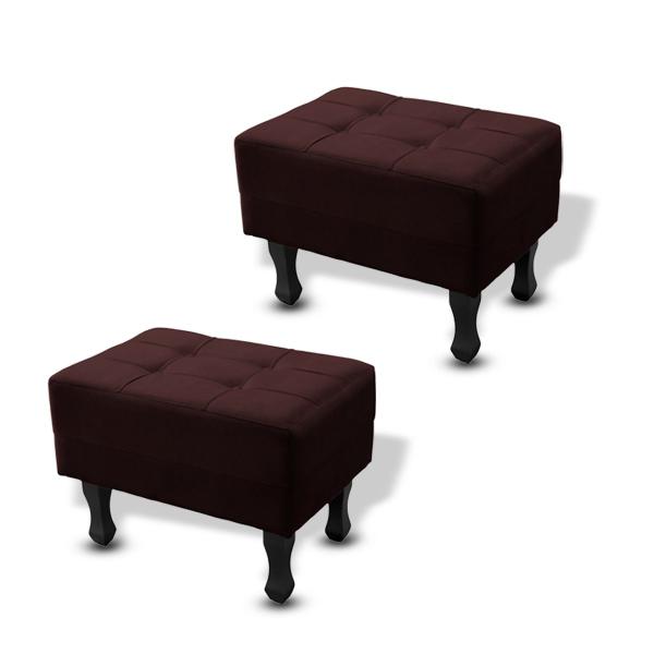 Imagem de Kit 2 Puffs Bella Retangular Decorativo Suede Bordo