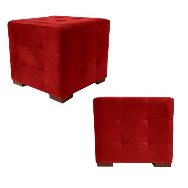 Imagem de Kit 2 Puffs Cuba Decorativo Suede Vermelho - Navega Móveis