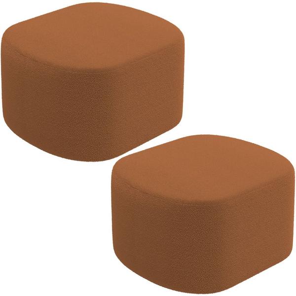 Imagem de Kit 2 Puffs Decorativos Orgânico para Living Quarto 70cm Doha W01 Bouclê Terracota - Lyam Decor