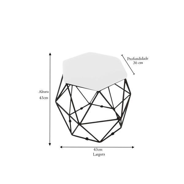 Imagem de kit 2 Puffs Onix Aramado Base Preto Hexagonal Corino Bege