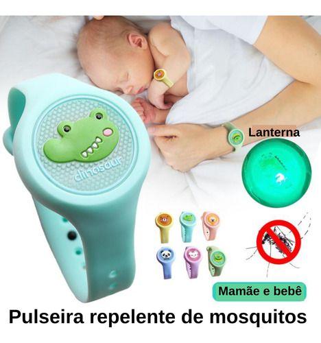 Imagem de kit 2 Pulseira Repelente Infantil Anti Mosquitos Dengue Pernilongo pisca pisca proteção para a criança bebê 