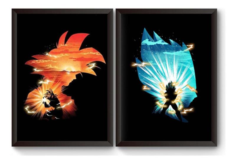 Imagem de Kit 2 Quadros Goku E Vegeta Poster Moldurado