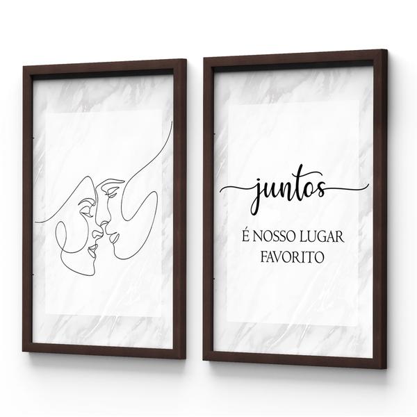 Imagem de Kit 2 Quadros Juntos É O Nosso Lugar Favorito Laços Casal 42cmX60cm